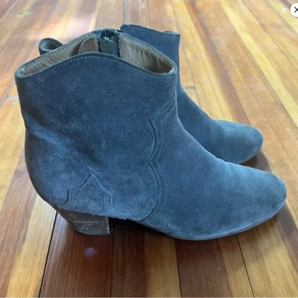 Isabel Marant Slate Blue Suede Ankle Booties